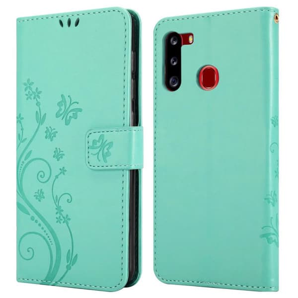 Samsung Galaxy A21 Pungetui Cover Blomster ()