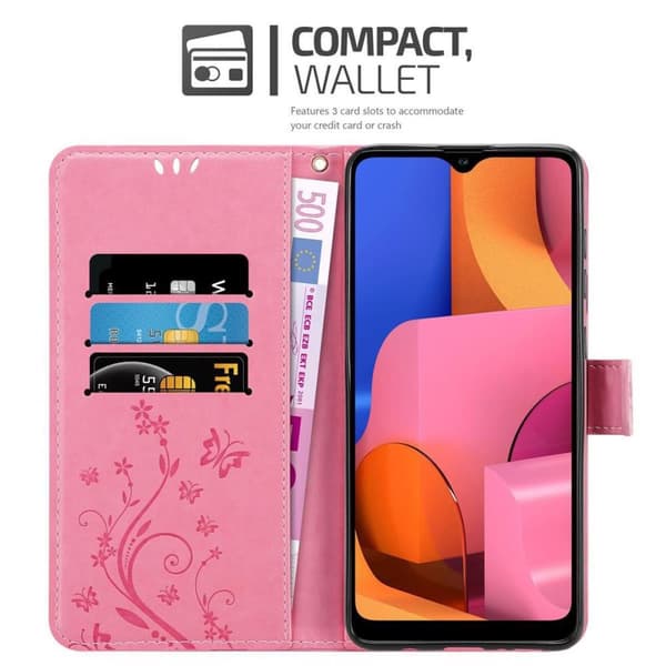 Deksel til Samsung Galaxy A21 Lommebokdeksel i blomster design med magnetisk lukking, stativfunksjon og kortplasser