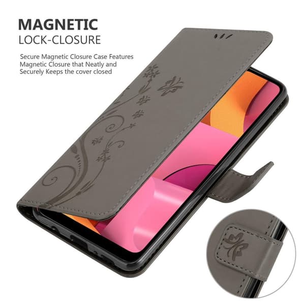 Samsung Galaxy A21 Suojakotelo Suojakuori Lompakkokotelo Matkapuhelinkotelo Kukat jossa on magneettisuljenta, jalusta-toiminto ja korttipaikat