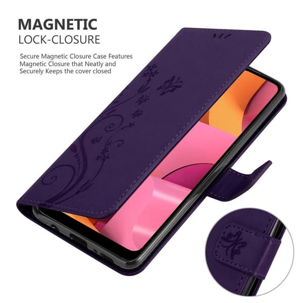 Samsung Galaxy A21 Suojakotelo Suojakuori Lompakkokotelo Matkapuhelinkotelo Kukat jossa on magneettisuljenta, jalusta-toiminto ja korttipaikat