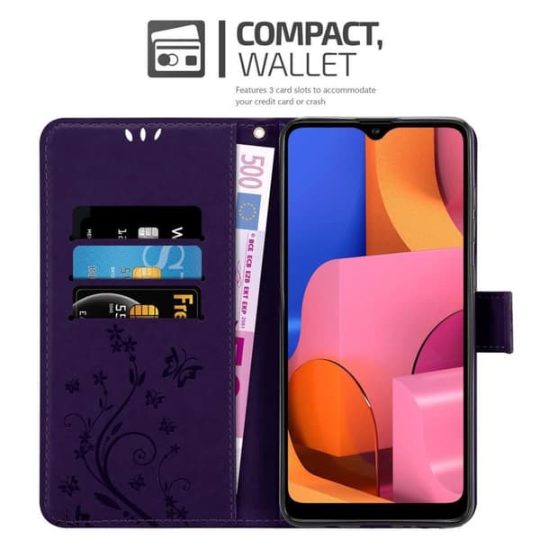 Deksel til Samsung Galaxy A21 Lommebokdeksel i blomster design med magnetisk lukking, stativfunksjon og kortplasser