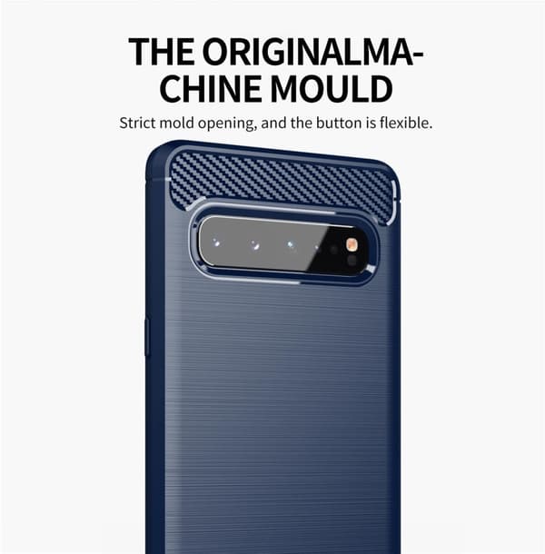 Samsung Galaxy S10 5G Skal Fodral av flexibelt TPU-silikon i rostfritt stål-kolfiber-look Skyddsfodral