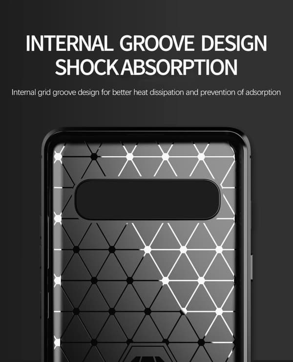 Samsung Galaxy S10 5G Skal Fodral av flexibelt TPU-silikon i rostfritt stål-kolfiber-look Skyddsfodral