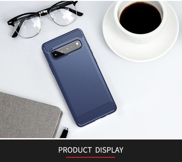 Samsung Galaxy S10 5G Skal Fodral av flexibelt TPU-silikon i rostfritt stål-kolfiber-look Skyddsfodral