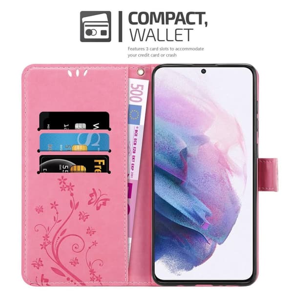 Samsung Galaxy S21 PLUS Skal Fodral i blomdesign Mobilskydd Case Cover med magnetisk stängning, ståfunktion och kortplatser