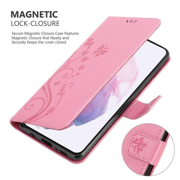 Samsung Galaxy S21 PLUS Skal Fodral i blomdesign Mobilskydd Case Cover med magnetisk stängning, ståfunktion och kortplatser