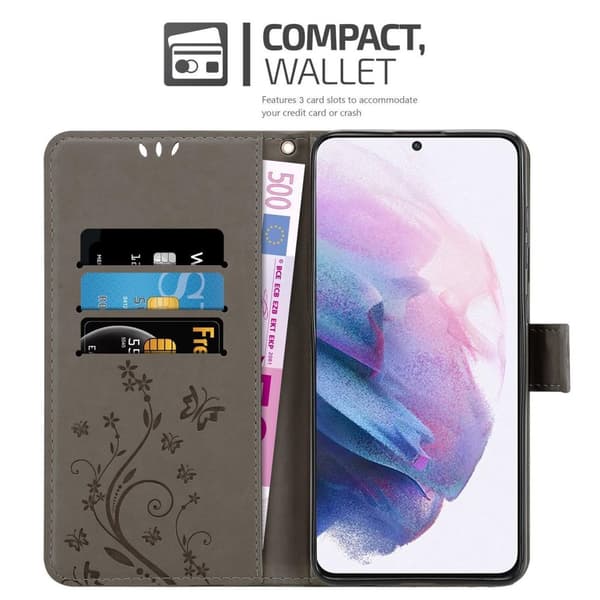 Samsung Galaxy S21 PLUS Suojakotelo Suojakuori Lompakkokotelo Matkapuhelinkotelo Kukat jossa on magneettisuljenta, jalusta-toiminto ja korttipaikat