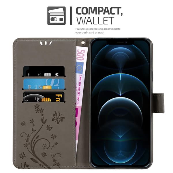 iPhone 12 PRO MAX Pungetui Cover Blomster ()
