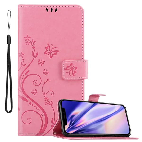 Apple iPhone 12 MINI Suojakotelo Suojakuori Lompakkokotelo Matkapuhelinkotelo Kukat jossa on magneettisuljenta, jalusta-toiminto ja korttipaikat FLOWER VAALEANPUNAINEN