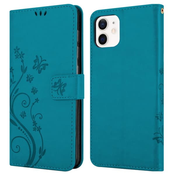 Deksel til iPhone 12 MINI Lommebokdeksel i blomster design med magnetisk lukking, stativfunksjon og kortplasser