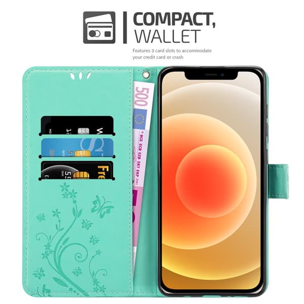 iPhone 12 MINI Pungetui Cover Blomster ()