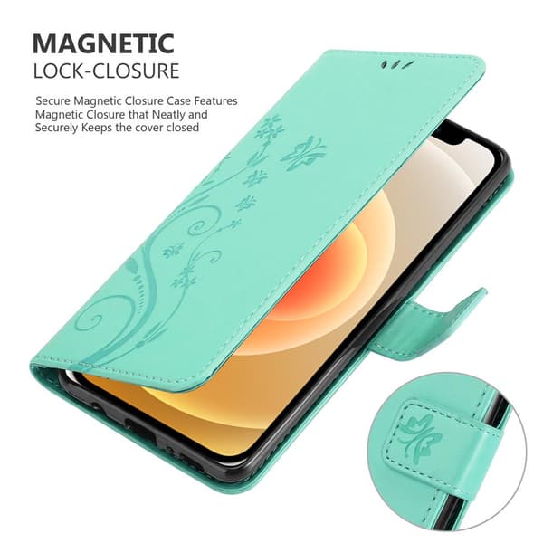 iPhone 12 MINI Pungetui Cover Blomster ()