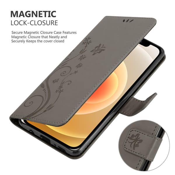 iPhone 12 MINI Pungetui Cover Blomster ()