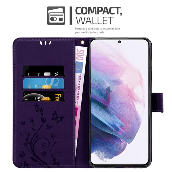 Samsung Galaxy S21 5G Skal Fodral i blomdesign Mobilskydd Case Cover med magnetisk stängning, ståfunktion och kortplatser