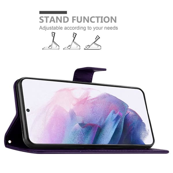 Samsung Galaxy S21 5G Skal Fodral i blomdesign Mobilskydd Case Cover med magnetisk stängning, ståfunktion och kortplatser