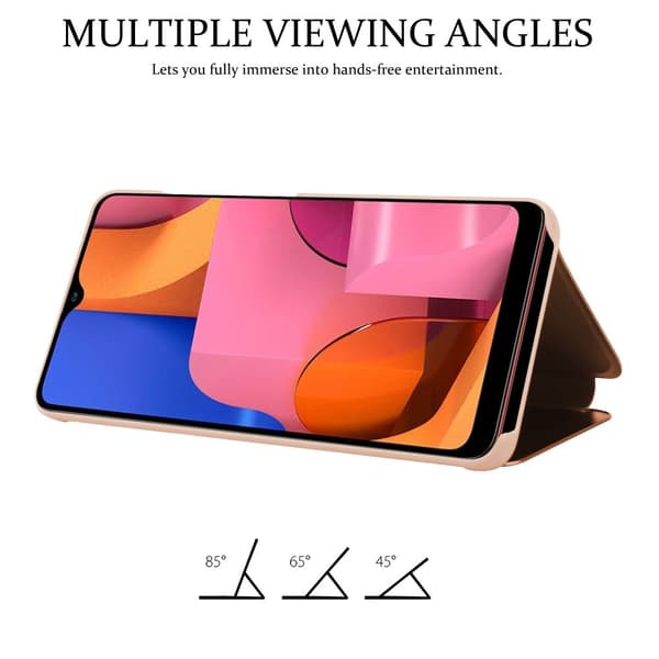 Samsung Galaxy A20s Lompakkokotelo Matkapuhelinkotelo Suojakuori Clear View Mirror Suojakotelo jalusta toiminto 360 asteen suojaus