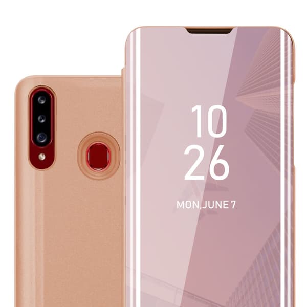 Samsung Galaxy A20s Lompakkokotelo Matkapuhelinkotelo Suojakuori Clear View Mirror Suojakotelo jalusta toiminto 360 asteen suojaus