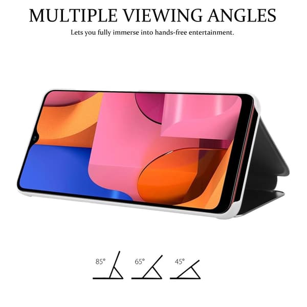 Samsung Galaxy A20s Lompakkokotelo Matkapuhelinkotelo Suojakuori Clear View Mirror Suojakotelo jalusta toiminto 360 asteen suojaus