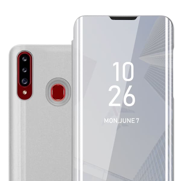 Samsung Galaxy A20s Lompakkokotelo Matkapuhelinkotelo Suojakuori Clear View Mirror Suojakotelo jalusta toiminto 360 asteen suojaus