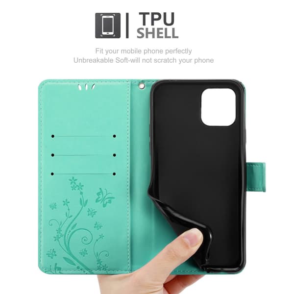 Deksel til iPhone 12 / 12 PRO Lommebokdeksel i blomster design med magnetisk lukking, stativfunksjon og kortplasser
