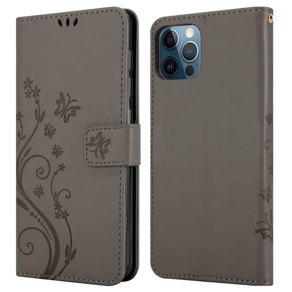 Deksel til iPhone 12 / 12 PRO Lommebokdeksel i blomster design med magnetisk lukking, stativfunksjon og kortplasser