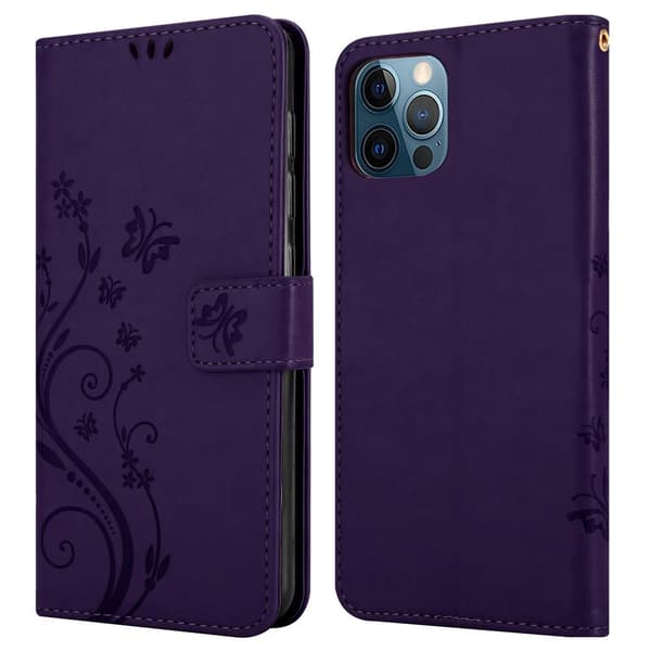 Deksel til iPhone 12 / 12 PRO Lommebokdeksel i blomster design med magnetisk lukking, stativfunksjon og kortplasser