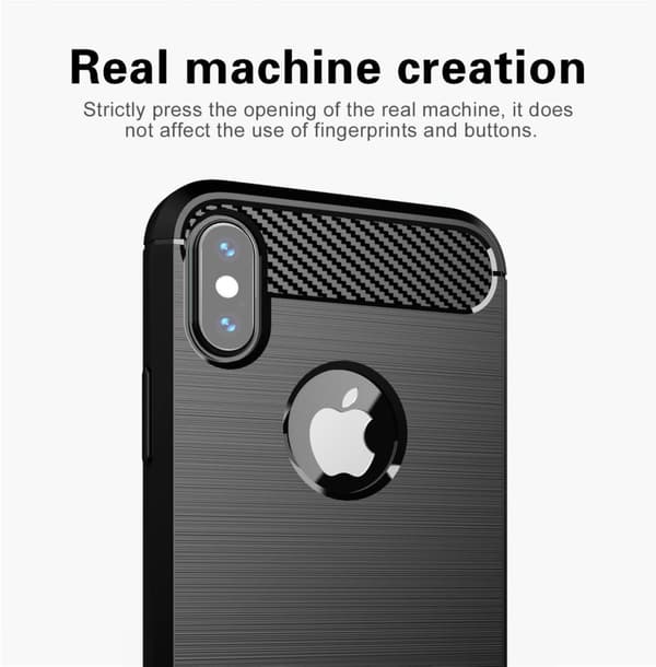 iPhone XS MAX Skal Fodral av flexibelt TPU-silikon i rostfritt stål-kolfiber-look Skyddsfodral