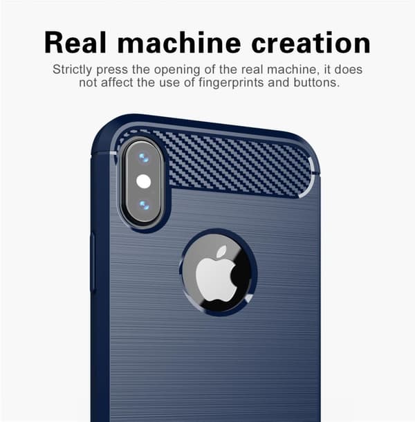 iPhone XS MAX Skal Fodral av flexibelt TPU-silikon i rostfritt stål-kolfiber-look Skyddsfodral