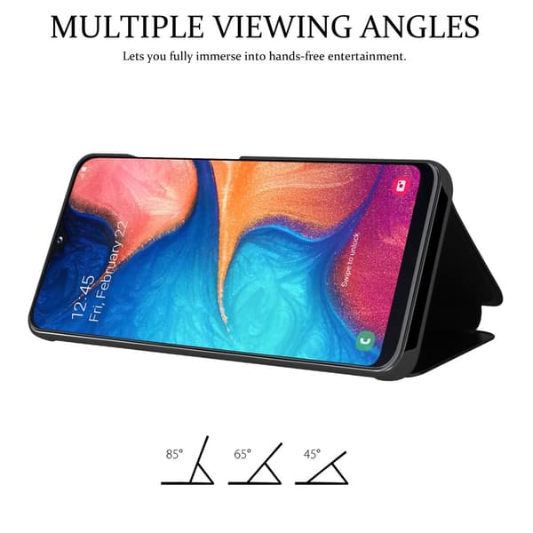 Samsung Galaxy A10e / A20e Skal Plånboksfodral Clear View Mirror Skyddsomslag med standfunktion 360 graders skydd