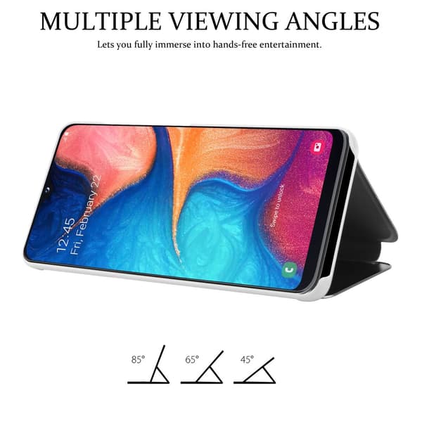 Etui for Samsung Galaxy A10e / A20e Deksel Clear View Mirror Beskyttelsesetui med stativfunksjon 360 graders beskyttelse