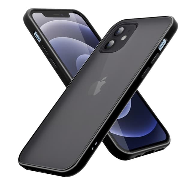 Apple iPhone 12 MINI Suojakuori Suojakotelo Hybrid jossa on TPU-silikoni sisäpuolella ja matta muovinen takapuoli Mattamusta