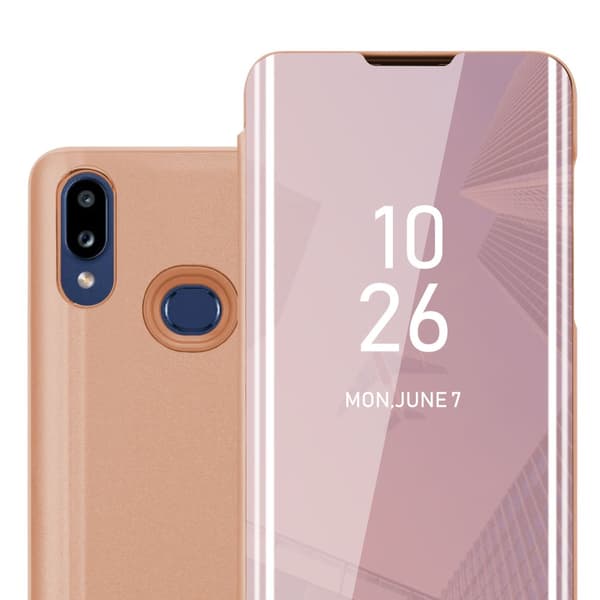 Samsung Galaxy A10s / M01s Lompakkokotelo Matkapuhelinkotelo Suojakuori Clear View Mirror Suojakotelo jalusta toiminto 360 asteen suojaus