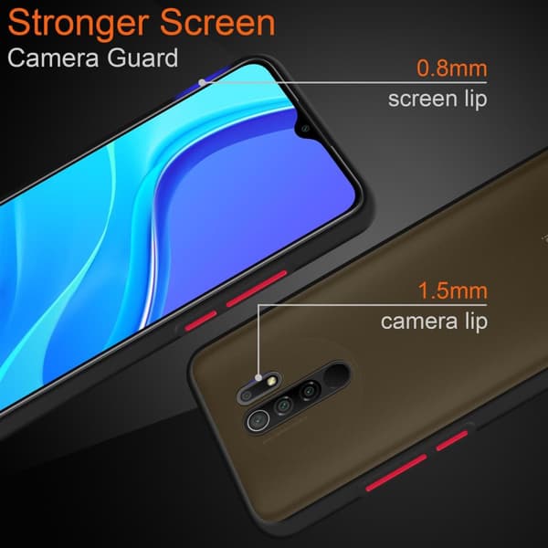Xiaomi RedMi 9 Suojakuori Suojakotelo Hybrid jossa on TPU-silikoni sisäpuolella ja matta muovinen takapuoli