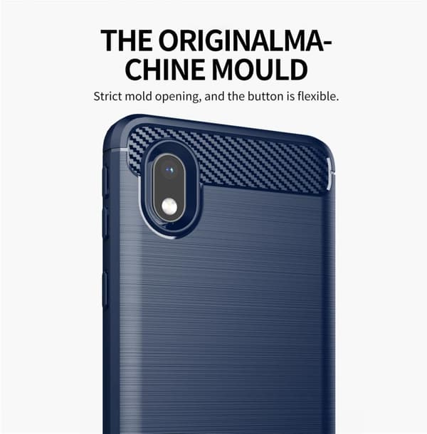 Samsung Galaxy A10e / A20e Skal Fodral av flexibelt TPU-silikon i rostfritt stål-kolfiber-look Skyddsfodral