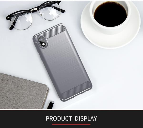Samsung Galaxy A10e / A20e Skal Fodral av flexibelt TPU-silikon i rostfritt stål-kolfiber-look Skyddsfodral