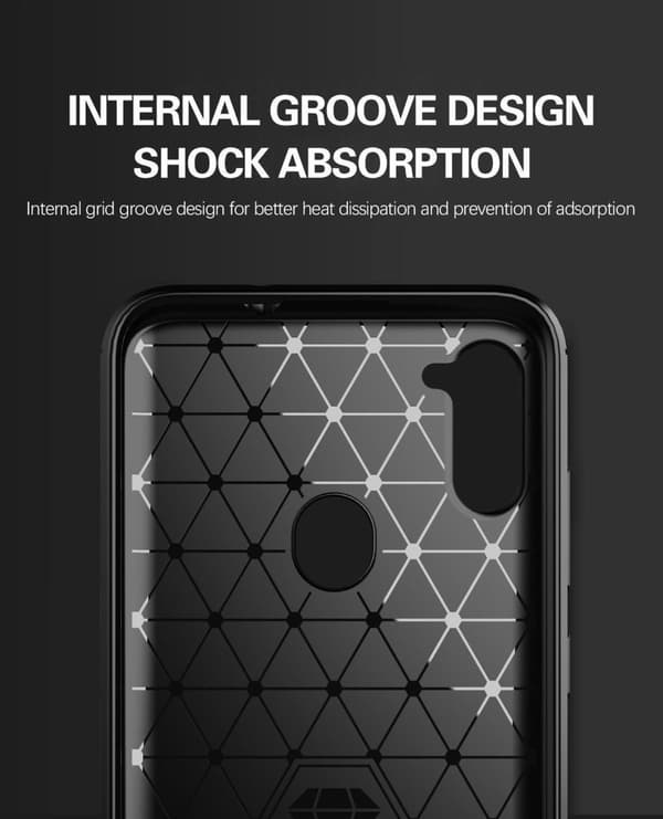 Samsung Galaxy A11 / M11 Skal Fodral av flexibelt TPU-silikon i rostfritt stål-kolfiber-look Skyddsfodral
