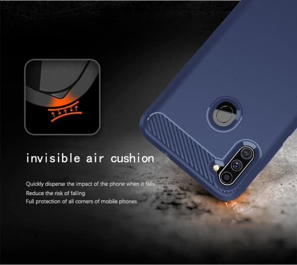 Samsung Galaxy A11 / M11 Skal Fodral av flexibelt TPU-silikon i rostfritt stål-kolfiber-look Skyddsfodral