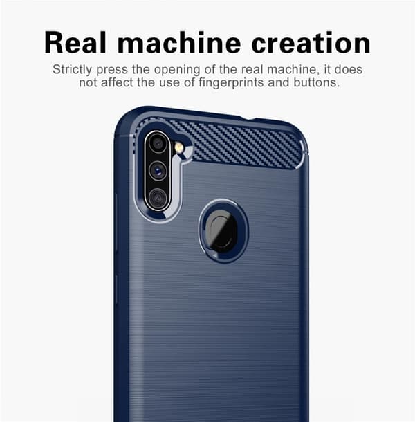 Samsung Galaxy A11 / M11 Skal Fodral av flexibelt TPU-silikon i rostfritt stål-kolfiber-look Skyddsfodral