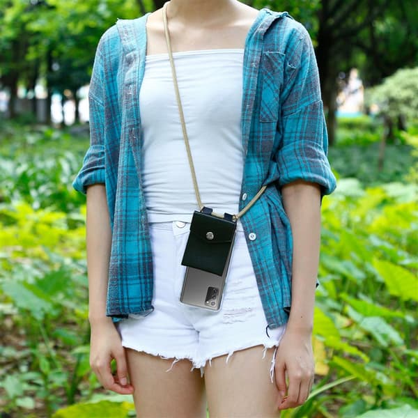Samsung Galaxy NOTE 20 Suojakuori ketju Samsung Galaxy NOTE 20 Silikoni suojakotelo hopea renkaat, johto hihna ja irrotettava asia