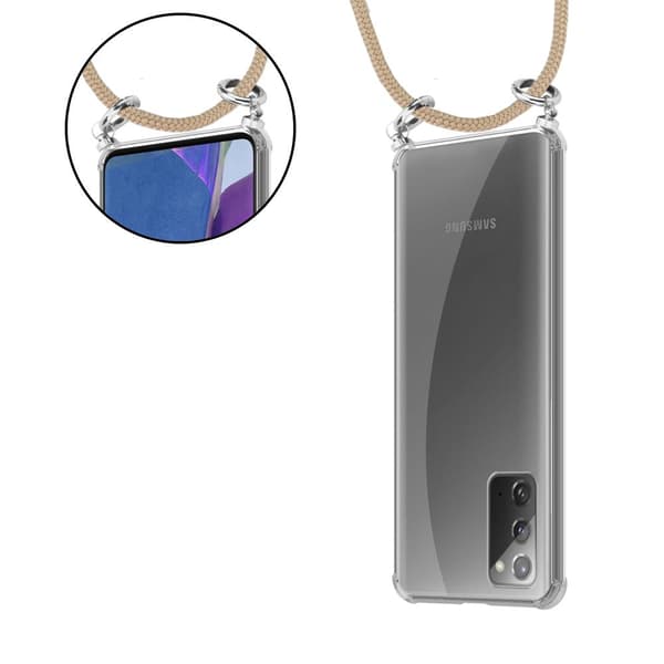 Samsung Galaxy NOTE 20 Suojakuori ketju Samsung Galaxy NOTE 20 Silikoni suojakotelo hopea renkaat, johto hihna ja irrotettava asia