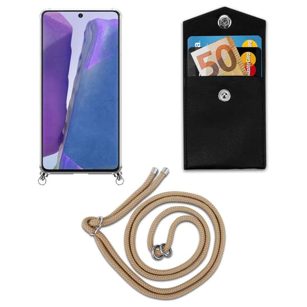 Samsung Galaxy NOTE 20 Suojakuori ketju Samsung Galaxy NOTE 20 Silikoni suojakotelo hopea renkaat, johto hihna ja irrotettava asia