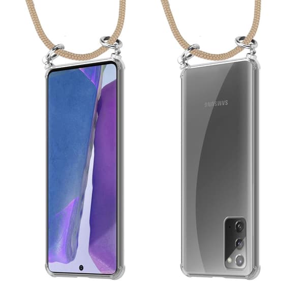 Samsung Galaxy NOTE 20 Suojakuori ketju Samsung Galaxy NOTE 20 Silikoni suojakotelo hopea renkaat, johto hihna ja irrotettava asia