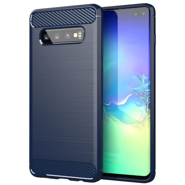 Deksel til Samsung Galaxy S10 4G Beskyttelsesdeksel av fleksibelt TPU-silikon i rustfritt stål-karbonfiberutseende