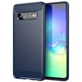 Miniatyrbilde 1 av 7: Deksel til Samsung Galaxy S10 4G Beskyttelsesdeksel av fleksibelt TPU-silikon i rustfritt stål-karbonfiberutseende