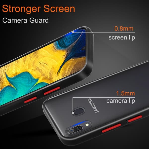 Samsung Galaxy A20 / A30 / M10s Suojakuori Suojakotelo Hybrid jossa on TPU-silikoni sisäpuolella ja matta muovinen takapuoli