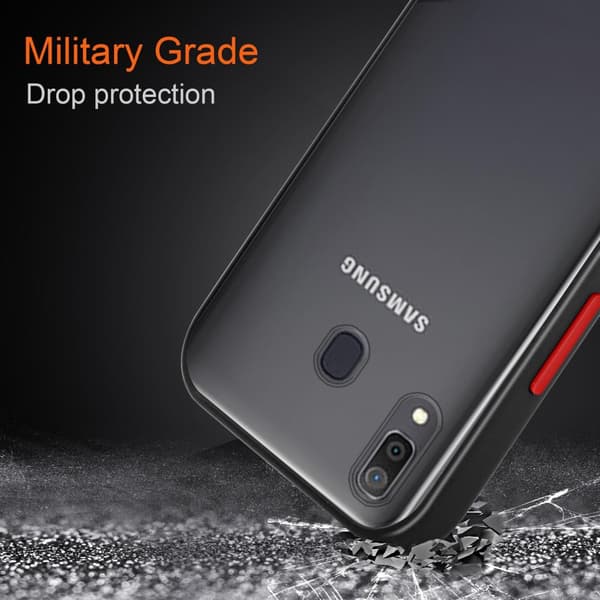 Samsung Galaxy A20 / A30 / M10s Suojakuori Suojakotelo Hybrid jossa on TPU-silikoni sisäpuolella ja matta muovinen takapuoli