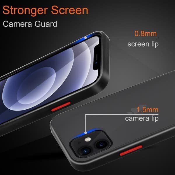 Apple iPhone 12 / 12 PRO Suojakuori Suojakotelo Hybrid jossa on TPU-silikoni sisäpuolella ja matta muovinen takapuoli
