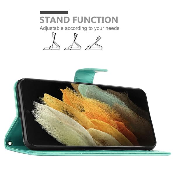 Deksel til Samsung Galaxy S21 ULTRA Lommebokdeksel i blomster design med magnetisk lukking, stativfunksjon og kortplasser