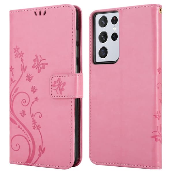 Samsung Galaxy S21 ULTRA Pungetui Cover Blomster ()