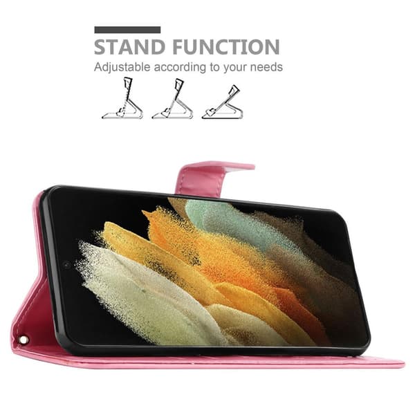 Deksel til Samsung Galaxy S21 ULTRA Lommebokdeksel i blomster design med magnetisk lukking, stativfunksjon og kortplasser